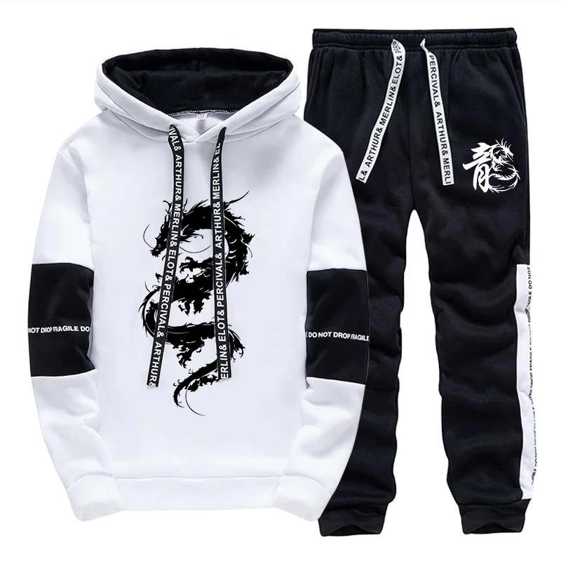 Automne hiver hommes survêtement imprimer sweats décontractés Streetwear Sports de plein air Jogging hommes vêtements une pièce à capuche pantalon