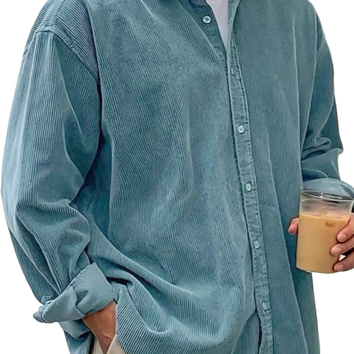 Nouvelle chemise en velours côtelé hommes à manches longues à la mode décontracté ample épais automne hiver Shacket vêtements d'extérieur pour hommes