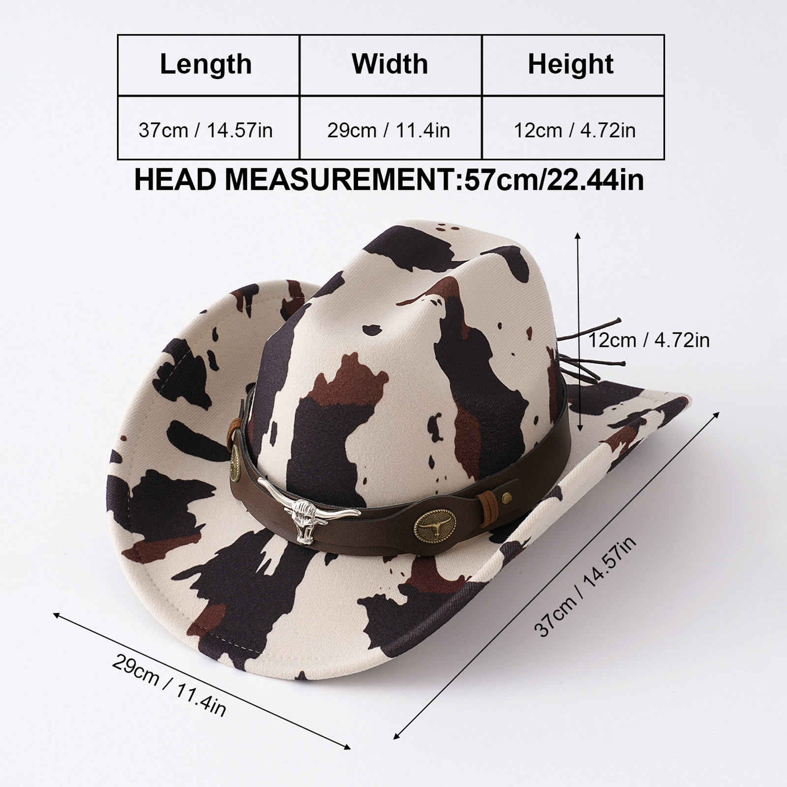 Casquettes occidentales imprimées de vache de Style ethnique avec ceinture, chapeau de Cowgirl à large bord tendance pour femmes et hommes, chapeau de soleil de Protection UV en plein air pour fête