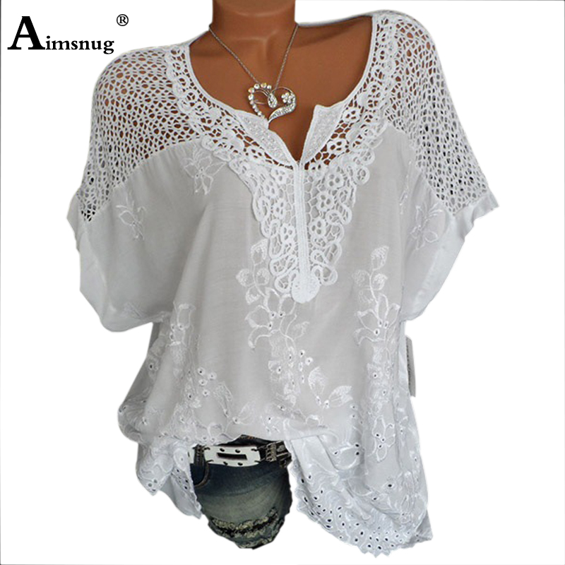 Grande taille S-6XL femmes nouveau été creux solide Y-manches chauve-souris broderie femme T-Shirt Streetwear adt dames Tee Shirt