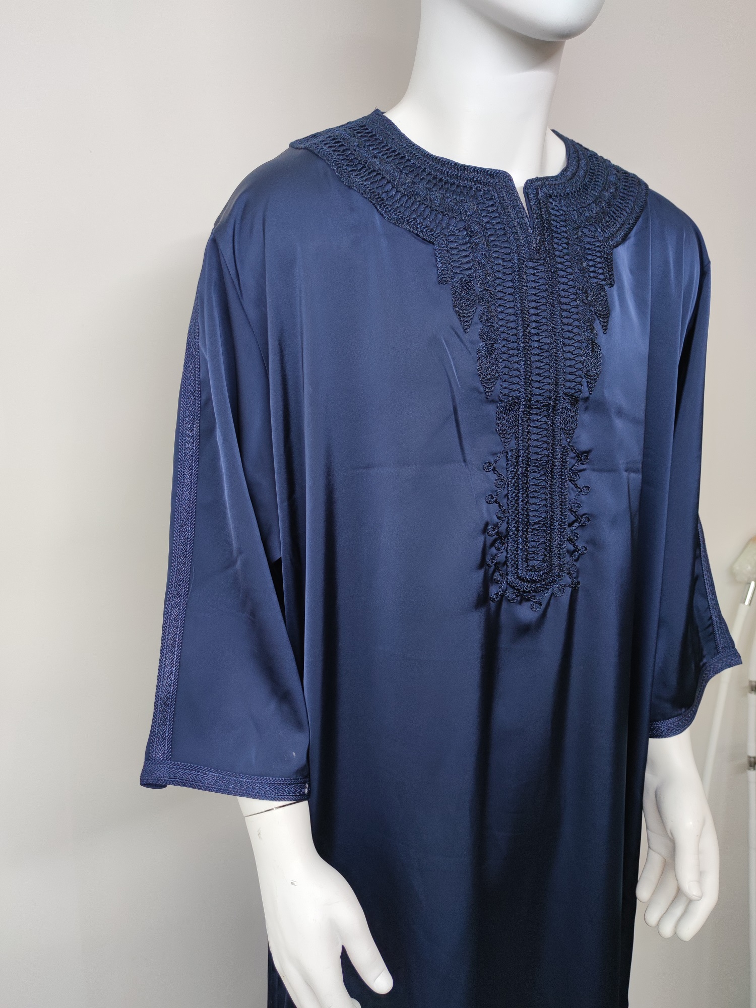 Gandoura-Robe traditionnelle brodée pour homme, vêtement musulman marocain, pour le Ramadan, abaya, 2024