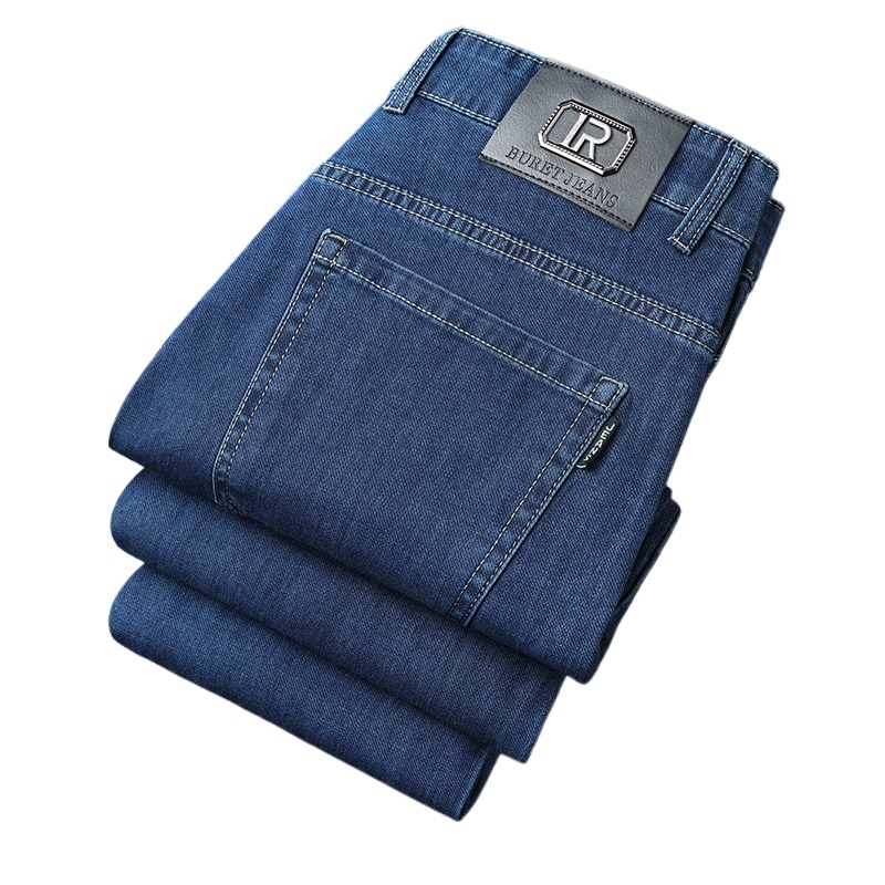 Jean fin pour homme, mode printemps-été, respirant, mélange de coton, couleur unie, pantalon décontracté professionnel, simple et polyvalent, pour le travail et les trajets quotidiens