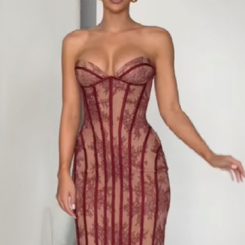 Robe de soirée élégante à rayures et imprimé floral, sexy, épaules dénudées, dos nu, taille ajustable, coupe ajustée, Vestidos 2026 pour femme