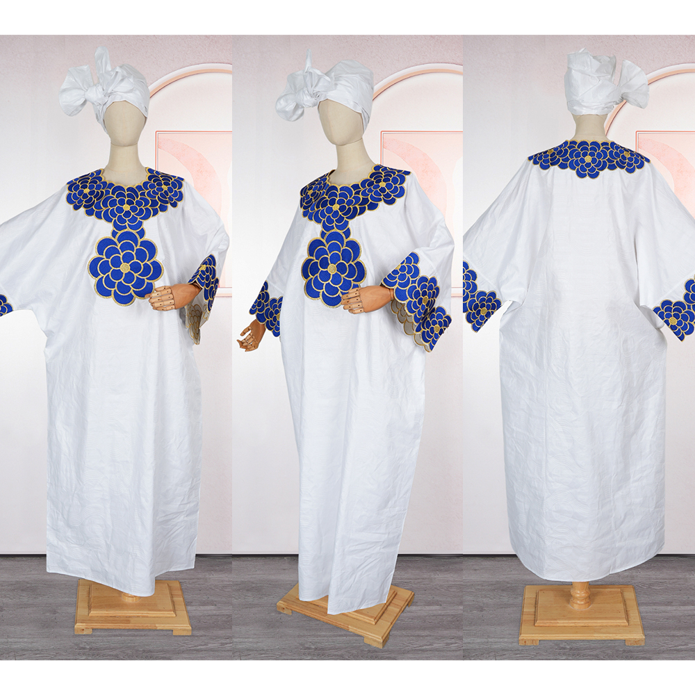 Robes africaines pour femmes Dashiki broderie traditionnelle Bazin robe Ankara Robes blanches Nigeria robe de soirée de mariage