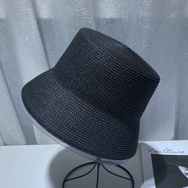 Chapeau de soleil en paille pour femmes, pliable, à large bord, de plage, plat, au crochet, E27