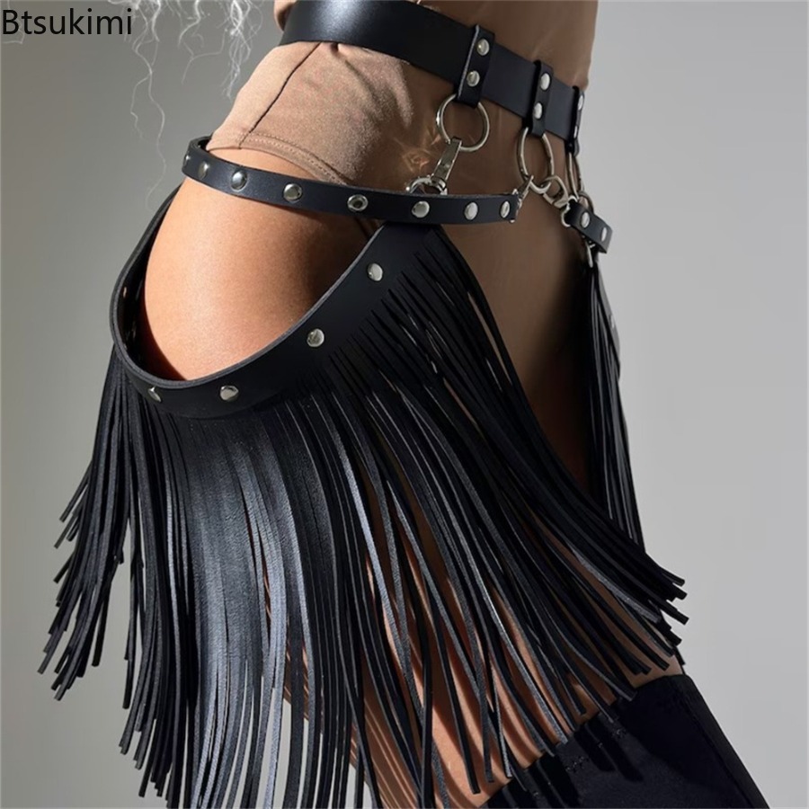 Ceinture harnais en cuir de Style Punk, jupe à franges, ceinture de taille gothique, mini-jupe rétro médiévale, accessoire de spectacle de Cosplay d'halloween