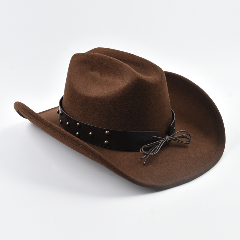 Hommes femmes Vintage grand bord Western Cowboy chapeau Gentleman Cowgirl Jazz chapeau Cloche église casquettes