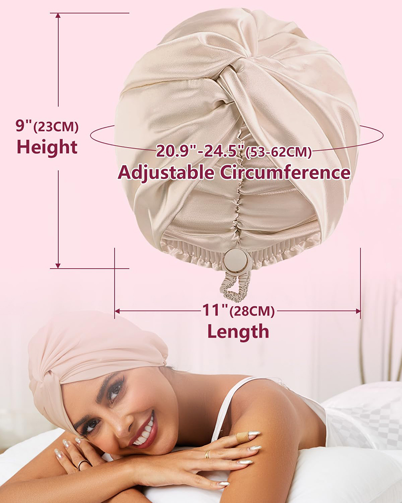 Nouveau Turban en soie Bonnets pour femmes réglable torsadé dormir nuit casquette extensible chimio tête enveloppement casquette pour dames bouclées