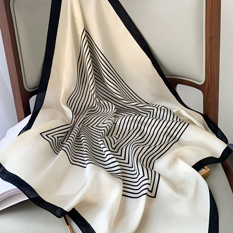 Foulard carré en soie pour femmes, marque de luxe, châles et enveloppes, mode bureau, petits cheveux, Hijabs, 70x70cm, été 2026