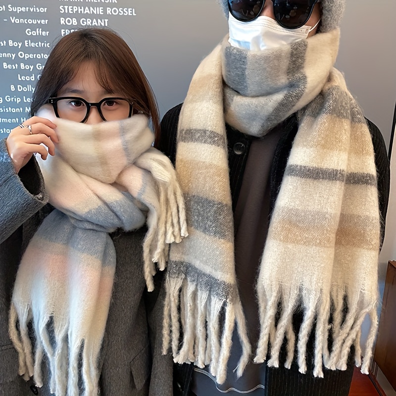 Foulards de couple – Foulards doux et épais, nouvelles grandes écharpes d'hiver, foulards chauds et coupe-vent et grands châles