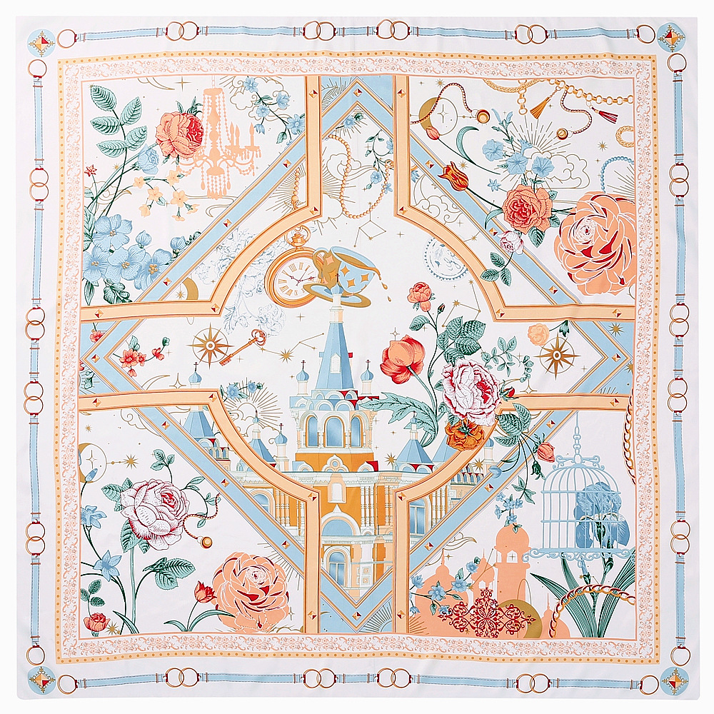 Foulard Carré à Imprimé Floral pour Femme, 130cm, Grand Bandana, Hijabs, Nministériels d Papillon