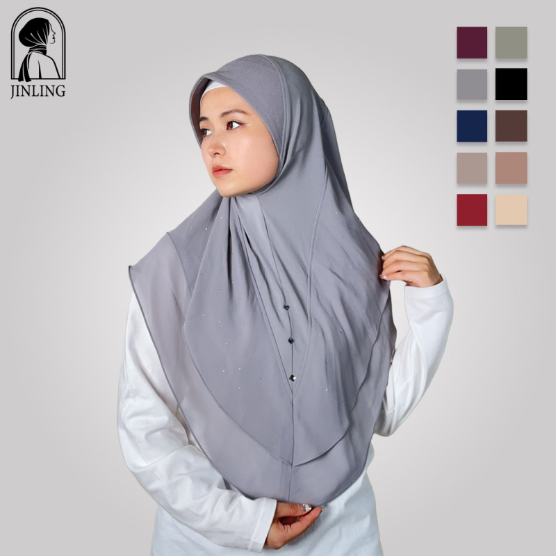 Nouveau foulard carré en mousseline de soie perlée et strass, style international, uni, pour femme, pratique